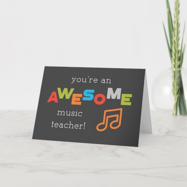 Carte Appréciation de l'enseignant de musique de jour No (Devant)