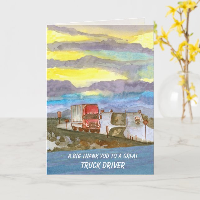 Carte Appréciation du Merci du conducteur de camion (Fleur jaune)