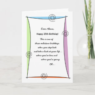 Carte Appréciez le 25ème anniversaire de moment