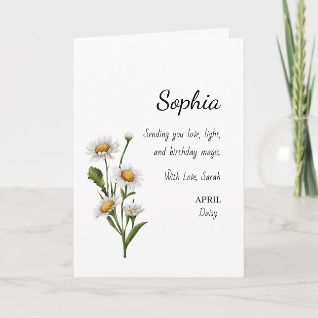 Carte April Daisy Personalized Birthday (Devant)