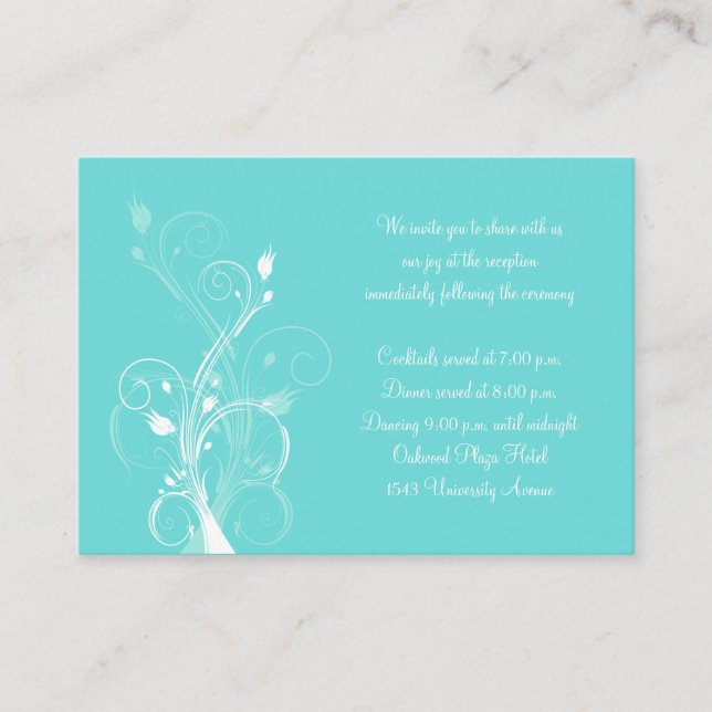 Carte Aqua Blue and White Floral Enclôture Card (Devant)