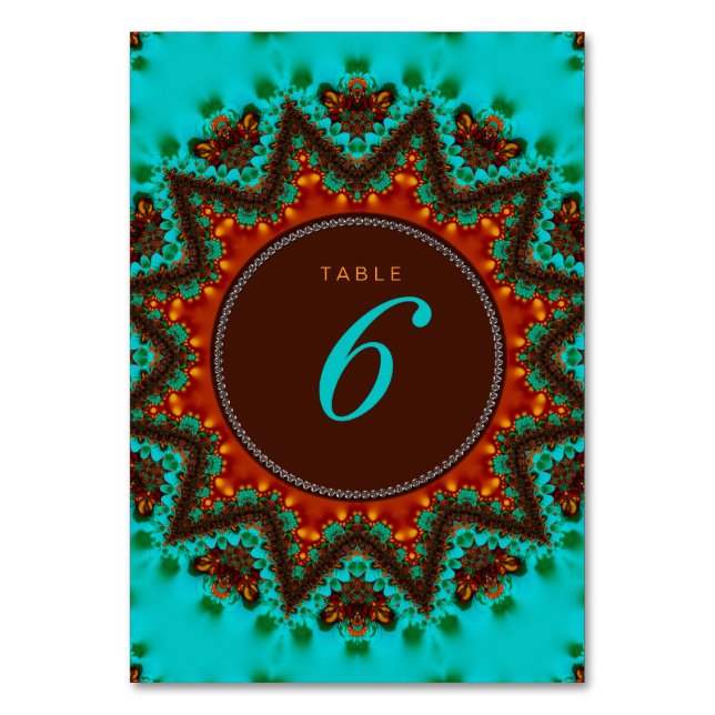 Carte Aqua Earth Sun Mariage Menu+Numéro de table (Par défaut)
