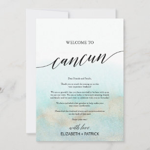 Carte Aqua Gold Beach Cancun Bienvenue Lettre & Itinérai