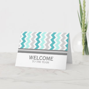 Carte Aqua Gray Chevron Employee Welcome to the Team