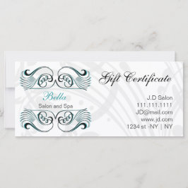 Carte aqua, noir et blanc Chic Certificats Cadeaux