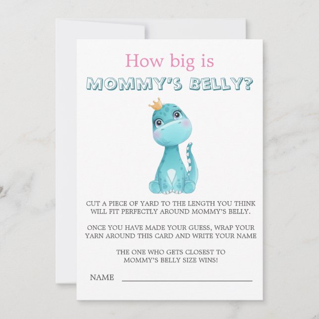 Carte Aqua Princess Dinosaur La taille du ventre de mama (Devant)