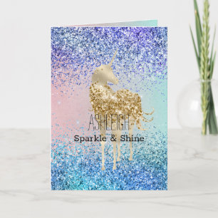 Carte Aqua Purple Parties scintillant Sparkle Gold Unico