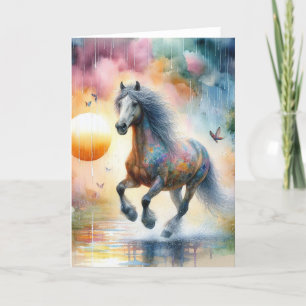 Carte Aquarelle à cheval à galop Toutes les occasions