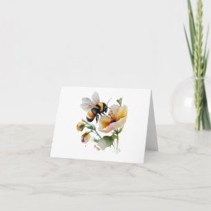 Carte Aquarelle Abee avec Fleurs Jaunes Pâles BLANC