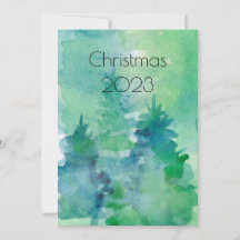 Aquarelle Abstraite Arbres Fêtes Noël Moderne