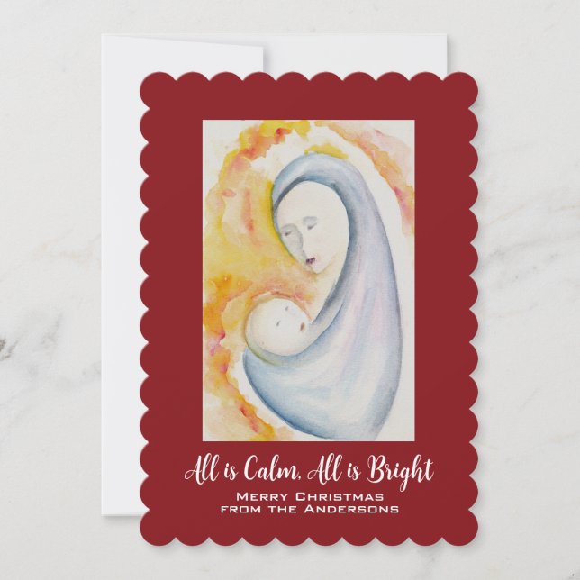 Carte Aquarelle Abstraite Madonna et Enfant (Devant)