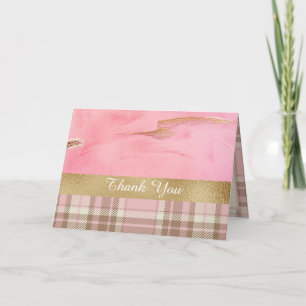 Carte Aquarelle Abstraite plaqué rose or Merci