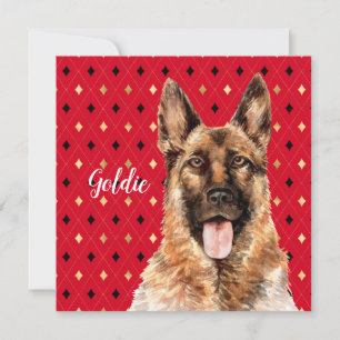 Carte Aquarelle Allemande Berger Chien Personnalisé