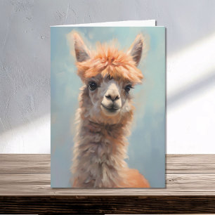 Carte Aquarelle Alpaca Portrait