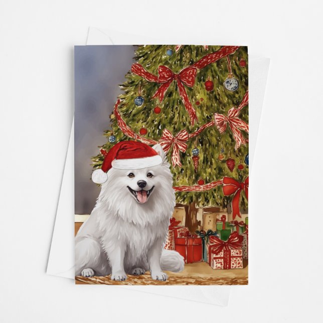 Carte Aquarelle américaine Eskimo Chien Arbre de Noël (Créateur téléchargé)