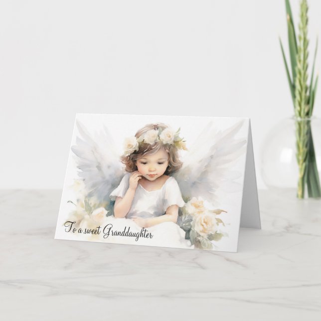 Carte Aquarelle Angel Girl Anniversaire (Devant)