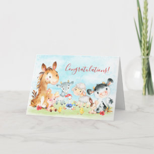 Carte Aquarelle Animaux de ferme