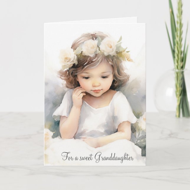 Carte Aquarelle Anniversaire Fille Ange Pour Petite-Fill (Devant)