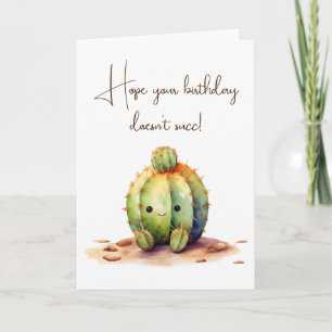 Carte Aquarelle Anniversaire Humour Cactus
