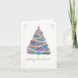 Carte Aquarelle Arbre de Noël - Garland d'or