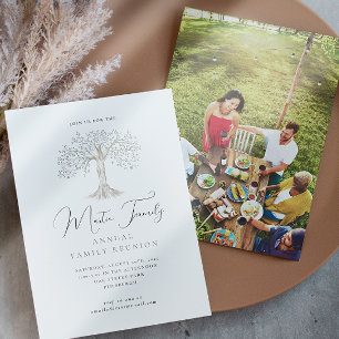 Carte Aquarelle Arbre Famille Réunion Calligraphie