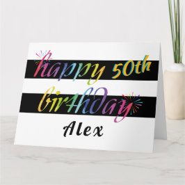 Carte Aquarelle arc-en-ciel 50e ou tout message d'annive