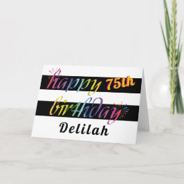 Carte Aquarelle arc-en-ciel 75e ou tout message d'annive