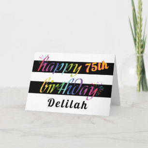 Carte Aquarelle arc-en-ciel 75e ou tout message d'annive