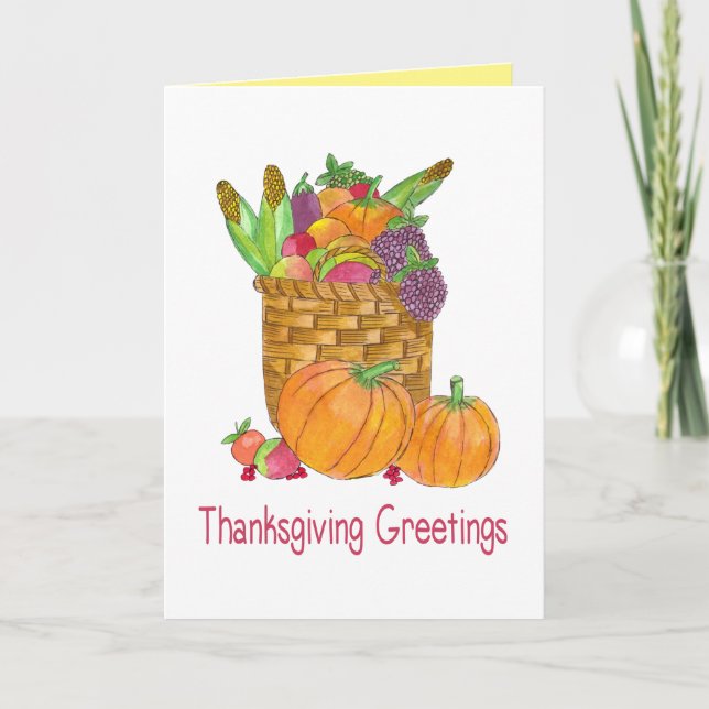 Carte Aquarelle Automne récolte Thankgiving (Devant)