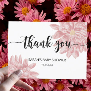 Carte Aquarelle baby shower Chrysanthemum Merci