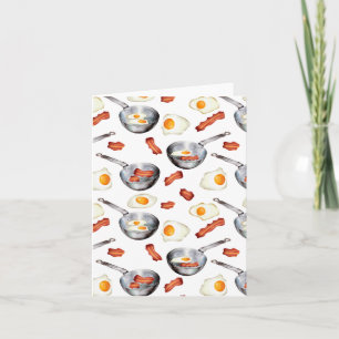Carte Aquarelle Bacon & Oeufs Petit déjeuner Motif alime