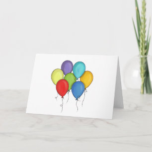 Carte Aquarelle Balloon d'anniversaire Confetti personna