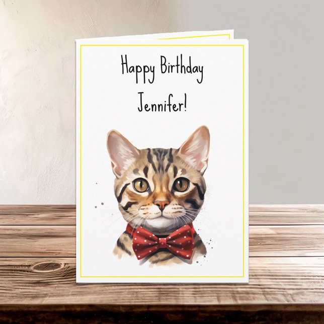 Carte Aquarelle Bengale Chat Anniversaire (Créateur téléchargé)