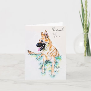 Carte Aquarelle berger allemand Merci malinois