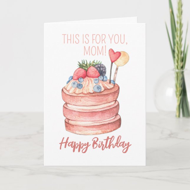 Carte Aquarelle Berries Gâteau d'anniversaire pour maman (Devant)