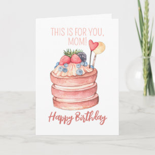 Carte Aquarelle Berries Gâteau d'anniversaire pour maman