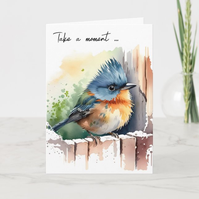 Carte Aquarelle Bird Penser De Vous (Devant)