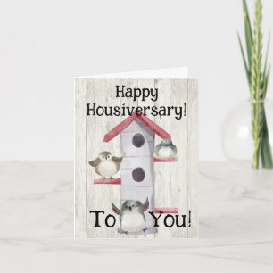 Carte Aquarelle Birdhouse Happy House Anniversaire