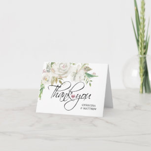Carte Aquarelle Blanc Antique MERCI Vintage Mariage