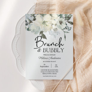 Carte Aquarelle blanche ivoire Fête des mariées florale