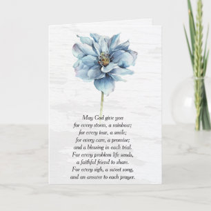 Carte Aquarelle Bleu Dahlia Fleur Penser de vous