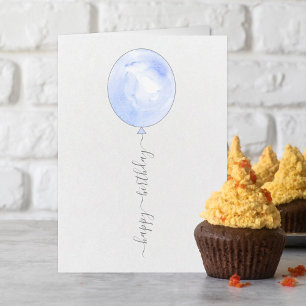 Carte Aquarelle bleu minimaliste Bleu Blonon Joyeux anni