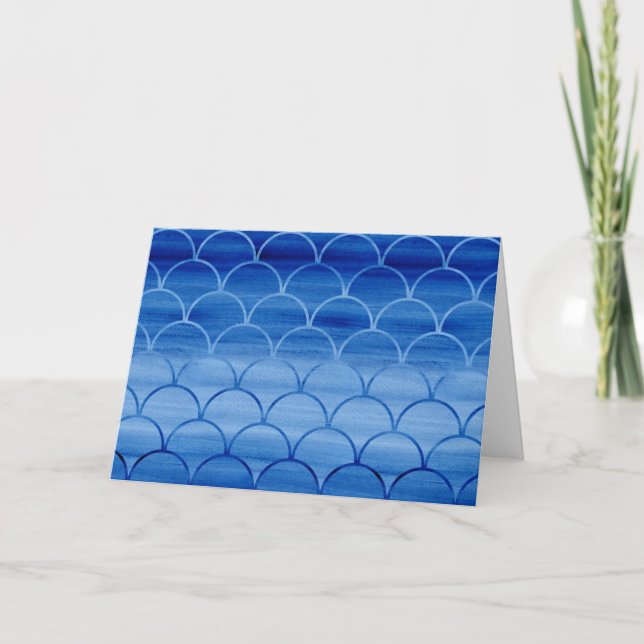 Carte Aquarelle bleu peint Motif Anniversaire (Devant)
