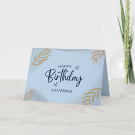 Carte Aquarelle Bleue Chic Joyeux Anniversaire Nom perso