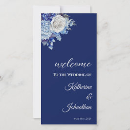 Carte Aquarelle Blue Flower Bouquet-Wedding Programme-