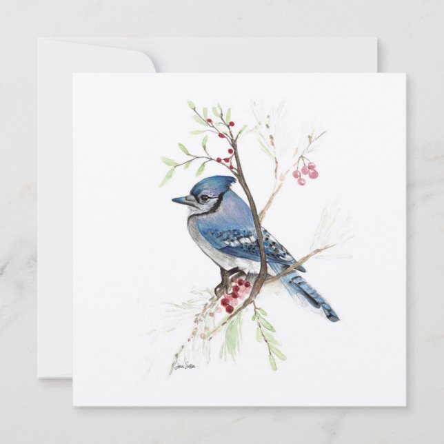 Carte Aquarelle Blue Jay Bird (Devant)