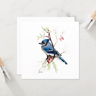 Carte Aquarelle Blue Jay Bird