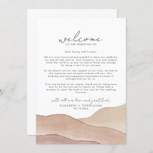 Carte Aquarelle Boho Abstrait Welcome Note & Itinéraire