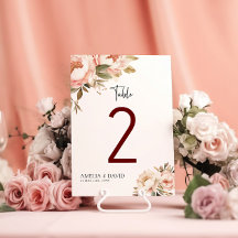 Aquarelle Boho Floral Mariage Numéros de tableau