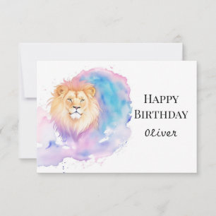 Carte Aquarelle Boho Roar Lion Anniversaire